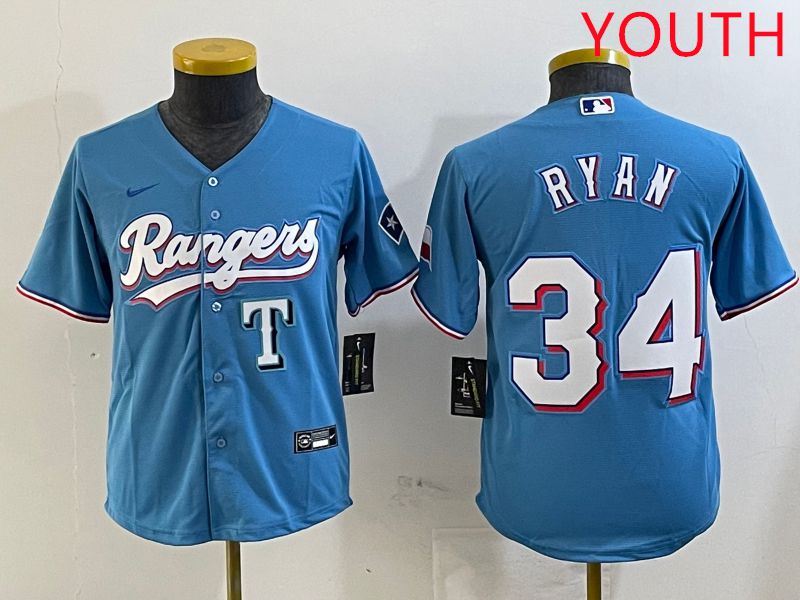Youth Texas Rangers #34 Ryan Light Blue Game 2025 Nike MLB Jersey style 5